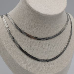 stainless steel snake necklace ατσάλινο διπλό κολιέ