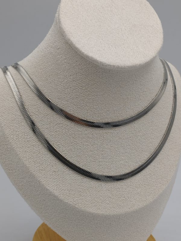 stainless steel snake necklace ατσάλινο διπλό κολιέ