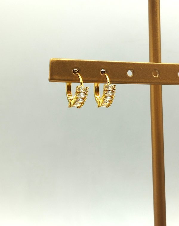 Stainless steel earrings gold color ατσάλινα σκουλαρίκια με ζιργκόν