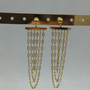 ατσάλινα σκουλαρίκια κρεμαστά με αλυσίδα stainless steel earrings